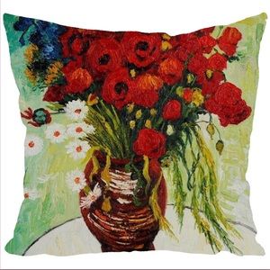 Vase With Daisies And Poppies Throw Pillow